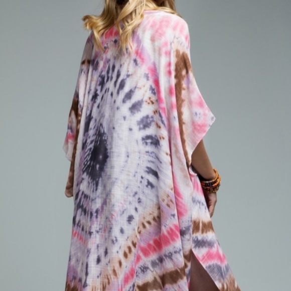023 Bohemian Tie Dye Kimono  Cover up - Picture 6 of 11